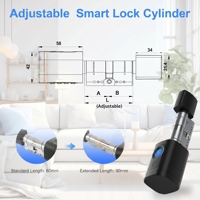 Cerradura de Puerta Inteligente Eléctrica con Huella Dactilar, Estilo Europeo, IP67, Cilindro Europeo, NFC, Ttlock, Tuya, Aleación de Aluminio, Instalación DIY