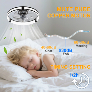 Low Profile Ultra Thin <b>Ceiling</b> Fan <b>Light</b> Silent Copper Motor Reversible Airflow Timing Fan <b>Light</b> For Low <b>Ceiling</b> Room - Product Image 3
