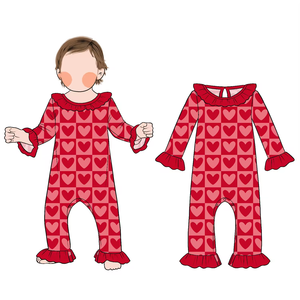 Sıcak satış ve yüksek kalite kişilik basit butik bambu cabrio bebek Romper pijama <span class=keywords><strong>2</strong></span> yollu fermuar ile çocuklar için Ruff - Product Image 1