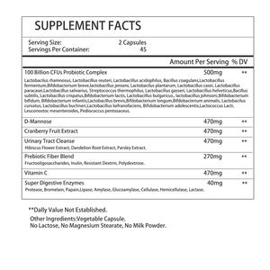Probiotiques OEM ODM pour femmes, D-Mannose, canneberge, prébiotiques, enzymes digestives, vitamine C, améliore la santé digestive, équilibre du pH - Product Image 2