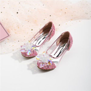 Scarpe da Principessa per Bambine, Nuove Scarpe con Tacco Alto per Sfilate, Scarpe di Cristallo per Esibizioni, Calzature per Bambine Più Grandi - Product Image 4
