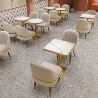 Ensemble de mobilier de luxe pour cafétéria, tables et chaises de cantine en métal doré de qualité commerciale pour restaurant, café de plage