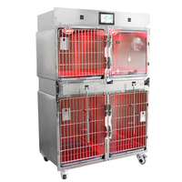 Cage d'unité de soins intensifs vétérinaire en acier inoxydable avec écran tactile pour chiens et chats, idéale pour cliniques vétérinaires et hôtels pour animaux de compagnie