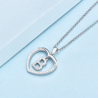 Collier Pendentif Breloque Lettre Initiale Alphabet Cœur en Zirconium Plaqué Or Argent Sterling 925