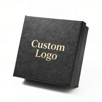 Boîte rigide de luxe noire avec logo en feuille d'or, estampage à chaud personnalisé, doublure en velours