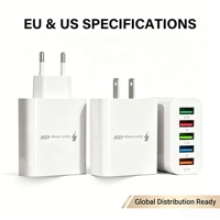 Chargeur mural rapide USB-A 48W à 5 ports, prise UE/US, avec IC intelligent, pour plusieurs appareils, idéal pour les voyages, vente en gros directe usine