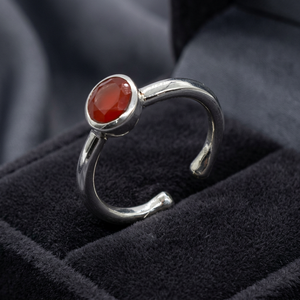 Stainless Steel Trendy <b>Resizable</b> <b>Ring</b> with Red Onyx Stone Simple and Stylish for Men and Women - Product Image 3