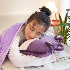 Cartoon <strong>Quilt</strong> Flannel Blanket <strong>Quilt</strong> Dual-purpose Two-in-one Folding Car <strong>Throw</strong> Pillow Multi-function Pillow Cushion <strong>Quilt</strong> - Product Image 2