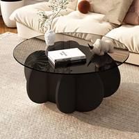 Table basse en verre trempé de luxe, minimaliste et contemporaine avec cadre en bois pour la maison, le bureau ou l'école