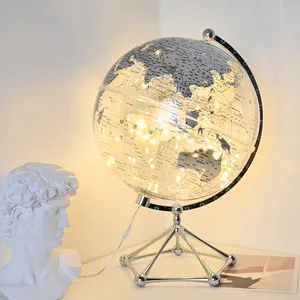 20cm braille 3a generazione globo illuminato terrestre grande formato cromo bianco argento decorativo per la casa mini globo giocattolo del mondo