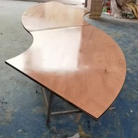 Table ronde pliante en bois massif pour hôtel moderne, idéale pour les salles de banquet, mariages, événements extérieurs et réunions