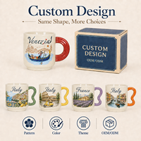Mug en céramique souvenir de voyage Europe, Italie Venise, tasse à café en porcelaine avec poignée de forme spéciale, personnalisable, monument emblématique, OEM ODM, vente en gros