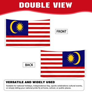 Bandera Nacional de Malasia Personalizada al por Mayor, 90x150cm, Bandera Malasia Jalur Gemilang con Círculo y Estrella de 14 Puntas, Franjas, Poliéster 100D - Product Image 2