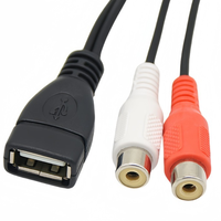 Câble audio-vidéo USB 2.0 vers 2RCA femelle personnalisé avec paire torsadée coaxiale et gaine en PVC