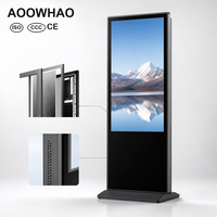 Écran tactile numérique vertical sur pied AOOWHAO OEM ODM de 32 à 100 pouces pour bureau, hall d'accueil, centre commercial, publicité commerciale