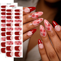 Pita Kuku Gel 5D Embossed UV Free Motif Polkadot Merah Anggur Putih Bebas HEMA dan Tidak Beracun untuk Salon Grosir