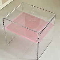 Table de chevet moderne de luxe en acrylique rose pour chambre à coucher, élégante étagère de présentation pour café et thé, comme table d'appoint pour lit