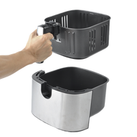 Friteuse à air multifonctionnelle sans huile TYWIT, électrique, carrée, en acier inoxydable, 6 L, avec contrôle de température réglable