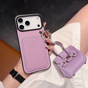 กระเป๋าใส่บัตรลายลิ้นจี่ชื่อใหญ่สุดหรู + เคสหูฟังสำหรับ iPhone 17-11 PRO MAX x/ XS MAX 6/7/8 PLUS ฝาหลังป้องกันการตก - Product Image 5