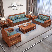 Juego de Sofás de Madera Maciza Escandinava, Muebles Modernos Minimalistas para Sala de Estar de Apartamentos Pequeños, Juego de Sofás de Madera Nórdica Europea para el Hogar