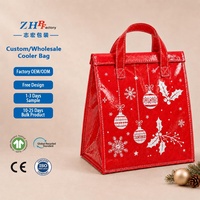 Sac isotherme personnalisé pour Noël, chaud et froid, imprimé en gros, cousu, en PP non tissé laminé avec doublure en feuille d'aluminium