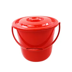 Seau d'eau en plastique rouge avec couvercle, seau de 15l