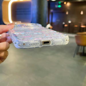 เคสโทรศัพท์กันรอยนิ้วมือ รุ่น 17 Pro Max 16 15  ลายดอกไม้หน้าต่างขนาดใหญ่ กรอบเลนส์  ประดับ<span class=keywords><strong>เพชร</strong></span>ด้านข้าง สี<span class=keywords><strong>ชมพู</strong></span>ฟ้าครีม  พร้อมโบว์น่ารัก - Product Image 4