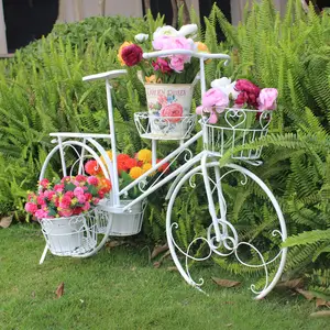 유럽 스타일 야외 정원 장식 자전거 꽃 랙 안뜰 발코니 금속 정원 장식