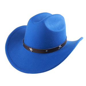 Sombrero de Vaquero de Poliéster con Ala Ancha y Cinturón con Estrella, Estilo Artístico Retro, Protección Solar, Cálido y a la Moda - Product Image 5