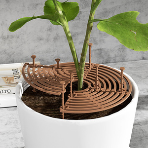 Ensemble <span class=keywords><strong>de</strong></span> 4 protections <span class=keywords><strong>de</strong></span> pots <span class=keywords><strong>de</strong></span> fleurs anti-basculement pour intérieur et extérieur, avec 8 étiquettes <span class=keywords><strong>de</strong></span> plantes en bois - Product Image 2