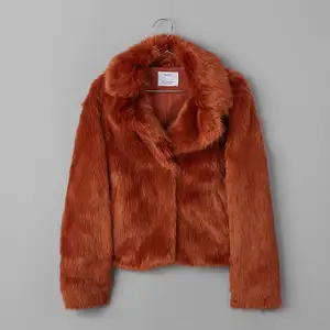 Custom Women Winter Warm Short Lapel Collar Faux Fur Coat