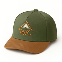 Casquette de baseball unisexe à 5 panneaux bicolore en tissu Oxford avec logo personnalisé, de haute qualité, pour le sport en extérieur, à large bord, personnalisable