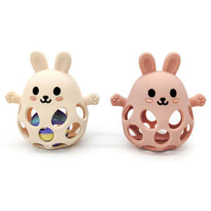 Dễ Thương Bé Bunny Tai Bóng Rattle Teether Đồ Chơi Mềm Silicone Động Vật Đào Tạo Đồ Chơi Trong Hình Dạng Thỏ Unisex Cấp Thực Phẩm Vật Liệu Gỗ - Product Image 1