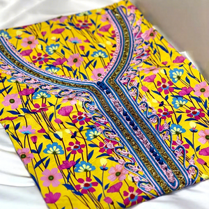 Abaya Abierta Floral Amarilla al por Mayor para Niñas de Dubái con Conjunto Sheila, Ropa Islámica Modesta Bordada - Product Image 2