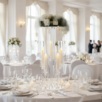 Support à fleurs multi-têtes en acrylique transparent de haute qualité, ornement décoratif pour bougeoirs, idéal pour les mariages, les fêtes et les tables de salle à manger - Luminaire