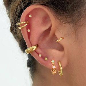 CANNER Boucles d'oreilles créoles en argent sterling S925 avec émail goutte d'huile motif œil, hypoallergéniques, pour filles, bijoux 18K - Product Image 4