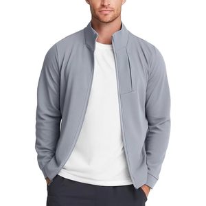 Custom Zengjo <b>Men's</b> Full-Zip Knitted Track Jacket <b>Fleece</b> Windproof Stand Collar Athletic Sweatshirt Mock Neck Sport Coat - Product Image 1