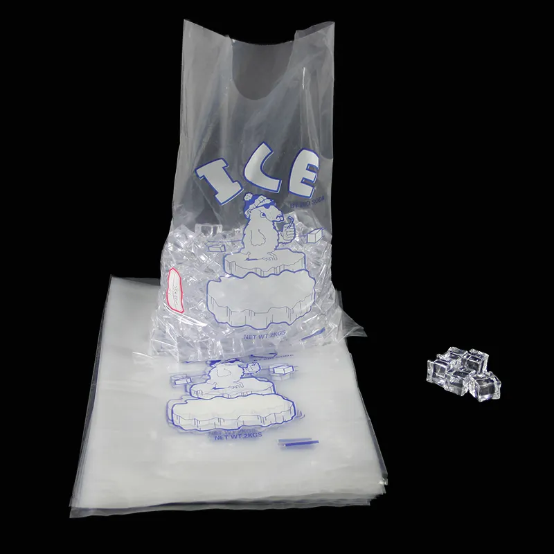 Saco plástico descartável para cubos de gelo, saco plástico durável para freezer de 5kg e 10lb