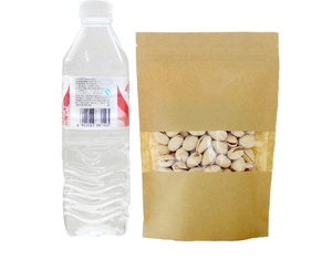Sacs en papier kraft refermables et personnalisés, emballage de graines/collations/noix avec fenêtre transparente - Product Image 1