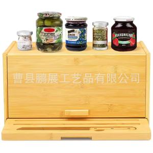 Caja de Almacenamiento Cuadrada de Madera con Tapa Abatible, Porta Pan con Tabla de Cortar, Organizador de Tostadas de Madera Maciza - Product Image 1