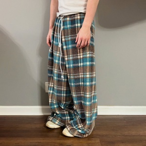Baggy Flannel Wide <b>Leg</b> Sweatpants Trousers Oversized Straight <b>Leg</b> Jogger Flare Sweat Pants Flannel Plaid Baggy Sweatpants Men - Product Image 4