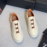 Zapatillas Deportivas Casuales de Piel Vacuna Genuina para Hombre, con Cordones, Transpirables, Sólidas, a la Moda, Otoño, Cómodas, de Piel de Oveja