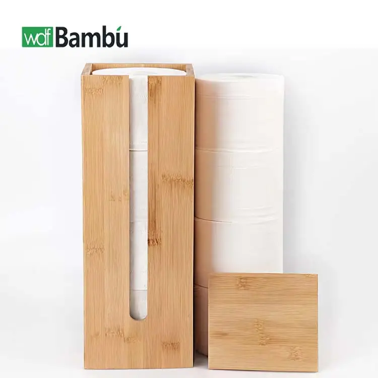 Лидер продаж, отдельно стоящая коробка для бумаги из бамбука, держатель, подставка для ванной, коробка для салфеток, держатель для туалетной бумаги, держатель, 4 рулона