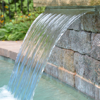 Fontaine de piscine en acier inoxydable 304 avec éclairage LED, lame d'eau murale pour jardin et villa