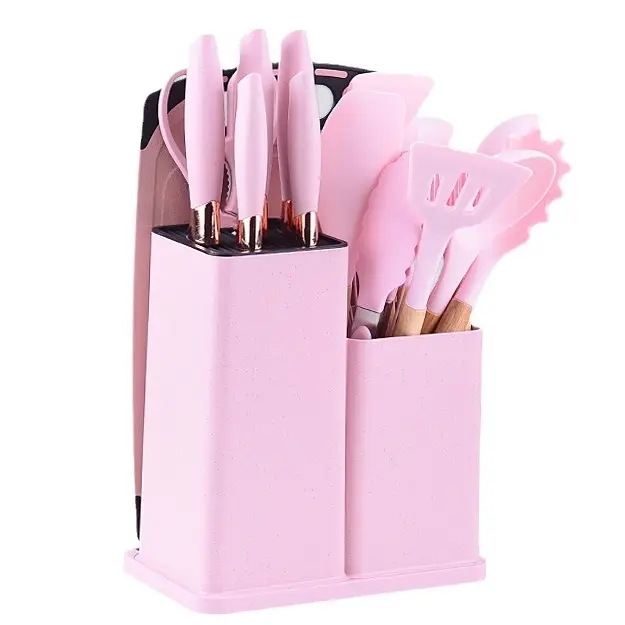 Silicone Kitchen Accessories Cooking Tools Kitchen Utensils with Wooden Handles Kitchenware Silicone 19 Pieces in 1 Set