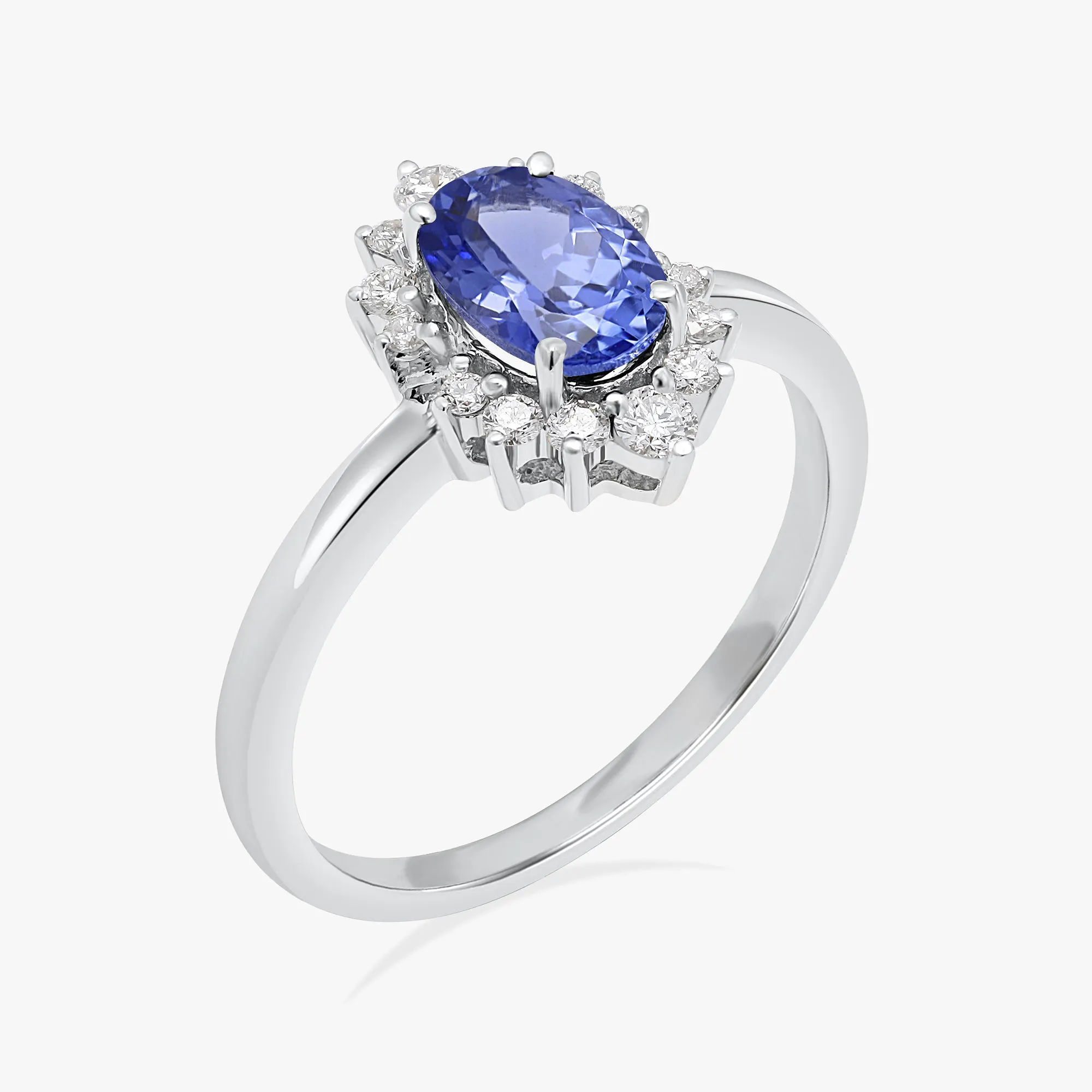 Oval Tanzanite Ring Custom Jewelry Tanzanite Gem Ring 925 Silver Tanzanite White Gold Silver Engagement Ring