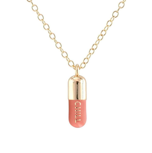 Collar con abalorio de letras chapado en oro para manualidades, colgante con forma de cápsula de <span class=keywords><strong>pastilla</strong></span>, esmalte por goteo de aceite, para montar - Product Image 1
