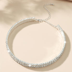 Pour <span class=keywords><strong>Amazon</strong></span> Explosions femmes élégant trois cinq huit rangée véritable strass collier Super large clavicule chaîne mode Chokers - Product Image 6