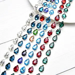 Belas cadeias de cristal de strass 10*14mm, pulseira de brilho, faixa de diamante, aplique, pedra, sapatos de vestido de casamento diy