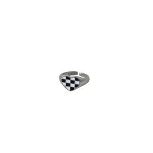 S925 Sterling Silver Heart <b>Ring</b> With Chessboard Pattern For Women Everyday Wear Fine Jewelry - Product Image 5